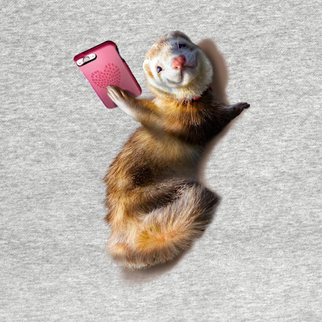 Smiling Ferret Selfie Funny by Random Galaxy